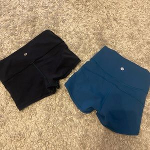 LULULEMON SHORTS 2 PACK SIZE 2 TEAL AND TEAL/BLACK REVERSIBLE AND WILL NEGOTIATE